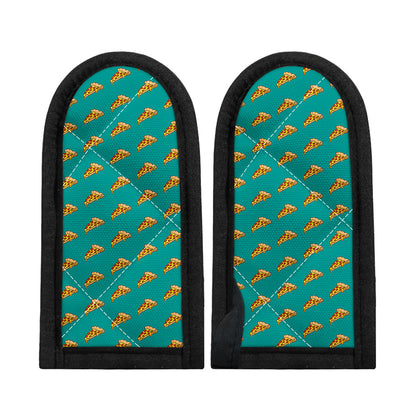 Teal Pizza Pattern Print Skillet Handle Cover