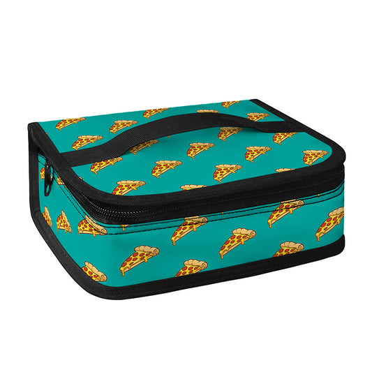 Teal Pizza Pattern Print Small Lunch Bag