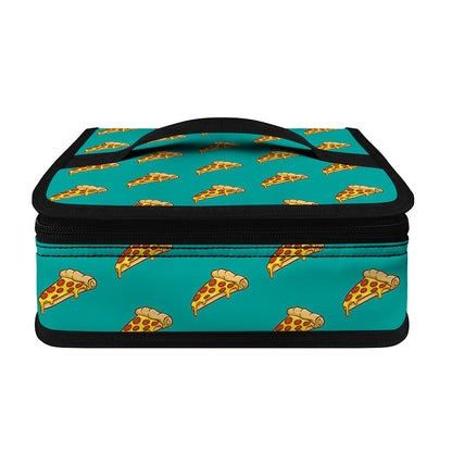 Teal Pizza Pattern Print Small Lunch Bag