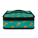 Teal Pizza Pattern Print Small Lunch Bag