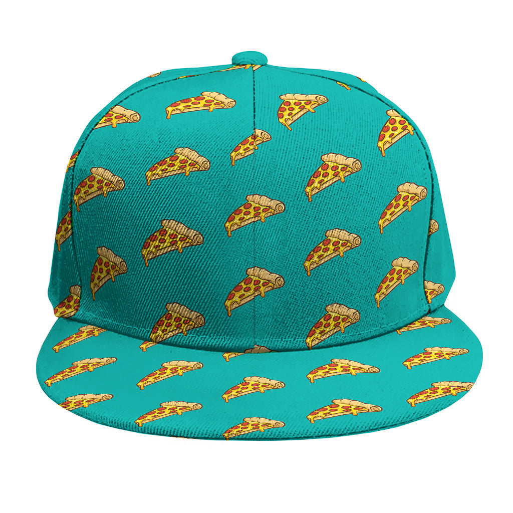 Teal Pizza Pattern Print Snapback Cap
