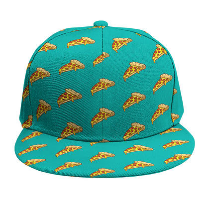 Teal Pizza Pattern Print Snapback Cap