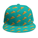 Teal Pizza Pattern Print Snapback Cap