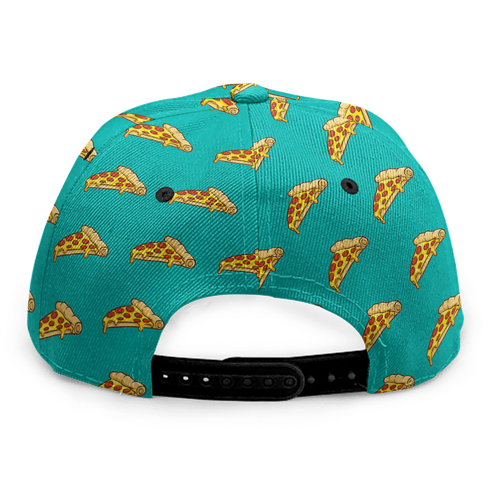 Teal Pizza Pattern Print Snapback Cap