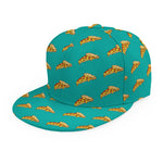 Teal Pizza Pattern Print Snapback Cap