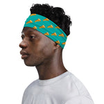 Teal Pizza Pattern Print Sports Headband