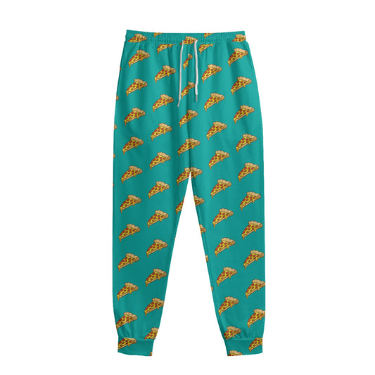 Teal Pizza Pattern Print Sweatpants