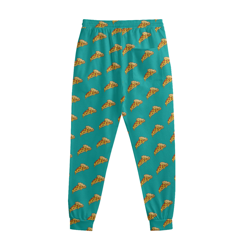 Teal Pizza Pattern Print Sweatpants