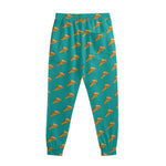 Teal Pizza Pattern Print Sweatpants