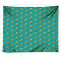Teal Pizza Pattern Print Tapestry