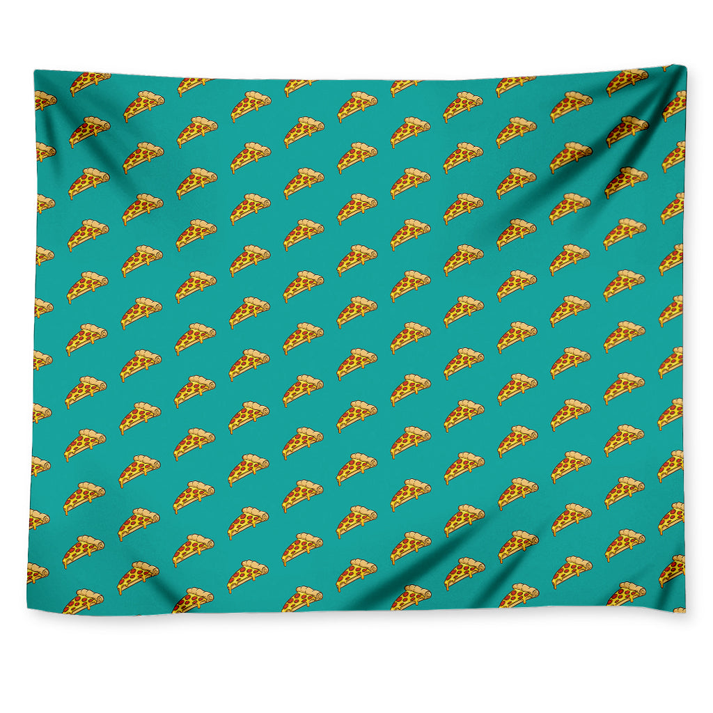 Teal Pizza Pattern Print Tapestry