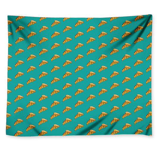 Teal Pizza Pattern Print Tapestry