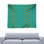 Teal Pizza Pattern Print Tapestry