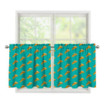 Teal Pizza Pattern Print Tier Curtains
