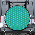 Teal Pizza Pattern Print Tire Cover