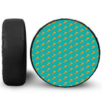 Teal Pizza Pattern Print Tire Cover