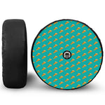 Teal Pizza Pattern Print Tire Cover With Camera Hole