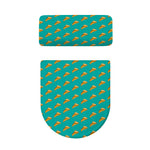 Teal Pizza Pattern Print Toilet Lid And Tank Cover Set
