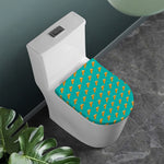 Teal Pizza Pattern Print Toilet Lid Cover