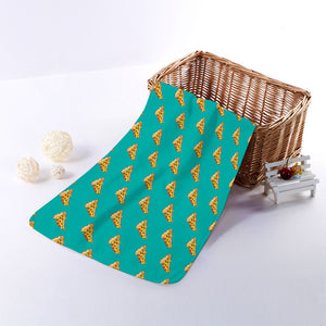 Teal Pizza Pattern Print Towel