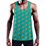 Teal Pizza Pattern Print Training Tank Top