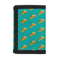 Teal Pizza Pattern Print Trifold Wallet
