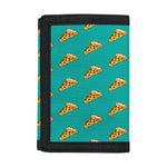 Teal Pizza Pattern Print Trifold Wallet