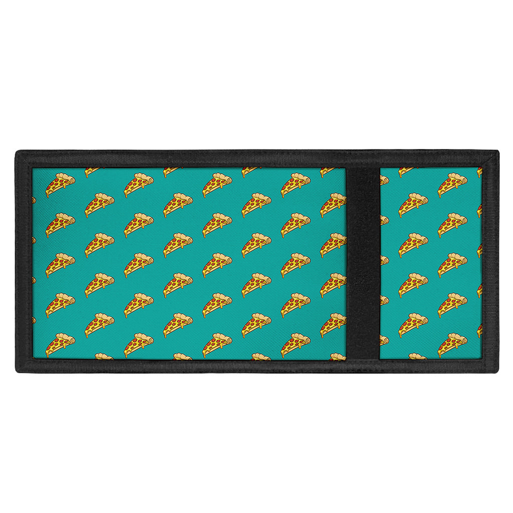 Teal Pizza Pattern Print Trifold Wallet
