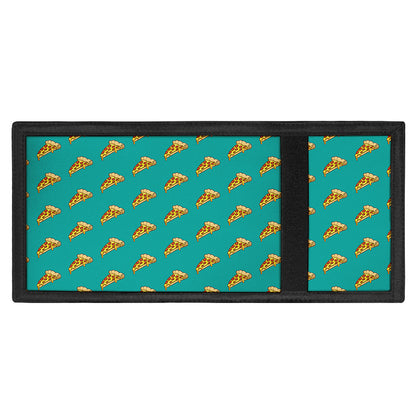 Teal Pizza Pattern Print Trifold Wallet