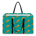 Teal Pizza Pattern Print Utility Tote Bag