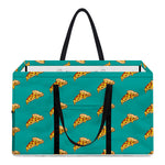 Teal Pizza Pattern Print Utility Tote Bag