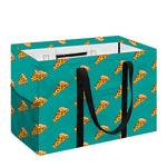 Teal Pizza Pattern Print Utility Tote Bag