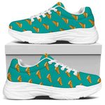 Teal Pizza Pattern Print White Chunky Shoes