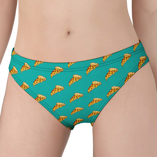 Teal Pizza Pattern Print Women's Panties