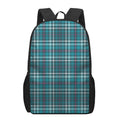 Teal Plaid Pattern Print 17 Inch Backpack