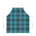 Teal Plaid Pattern Print Adjustable Apron