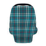 Teal Plaid Pattern Print Baby Seat Cover