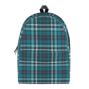 Teal Plaid Pattern Print Backpack