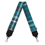 Teal Plaid Pattern Print Bag Strap