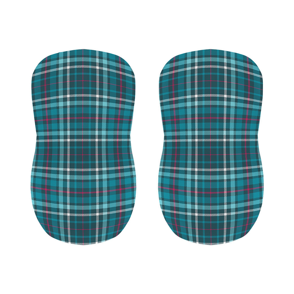 Teal Plaid Pattern Print Bar Stool Covers
