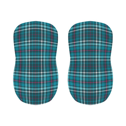 Teal Plaid Pattern Print Bar Stool Covers
