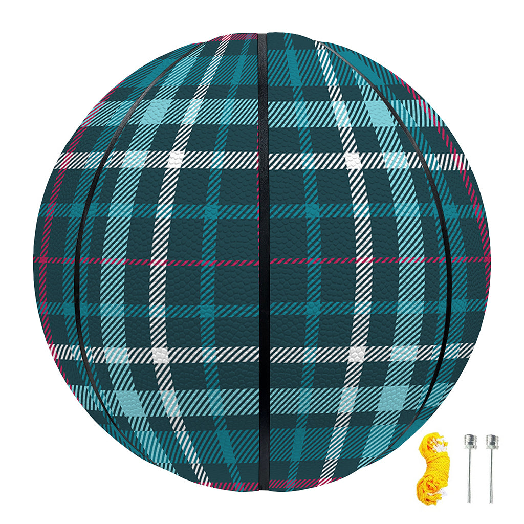Teal Plaid Pattern Print Basketball