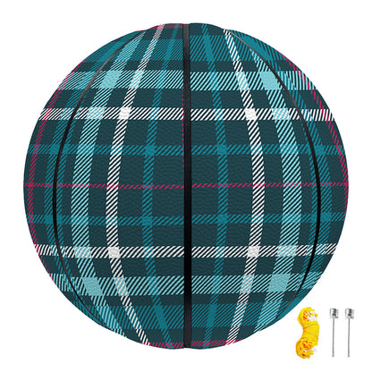 Teal Plaid Pattern Print Basketball