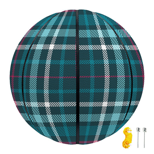 Teal Plaid Pattern Print Basketball