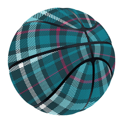Teal Plaid Pattern Print Basketball