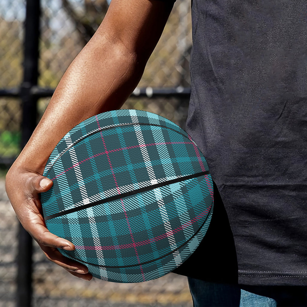 Teal Plaid Pattern Print Basketball