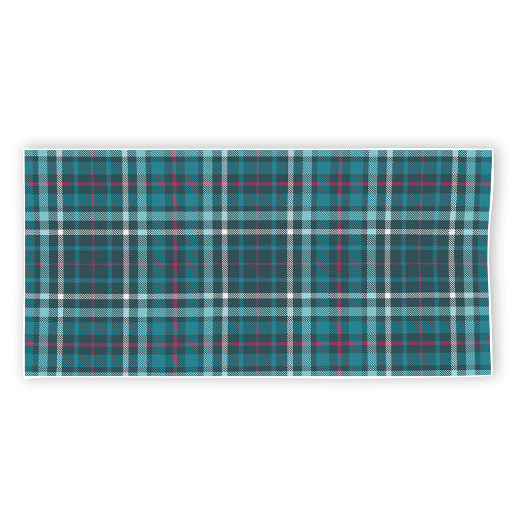 Teal Plaid Pattern Print Beach Towel