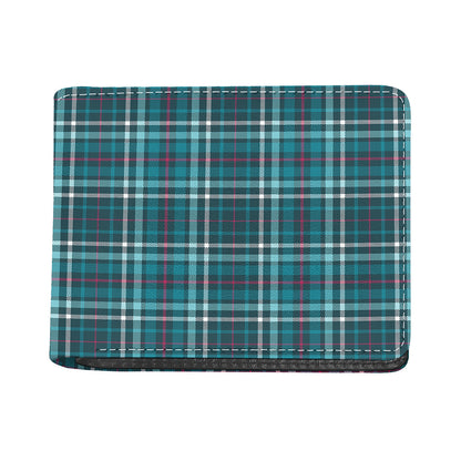 Teal Plaid Pattern Print Bifold Wallet