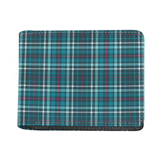 Teal Plaid Pattern Print Bifold Wallet