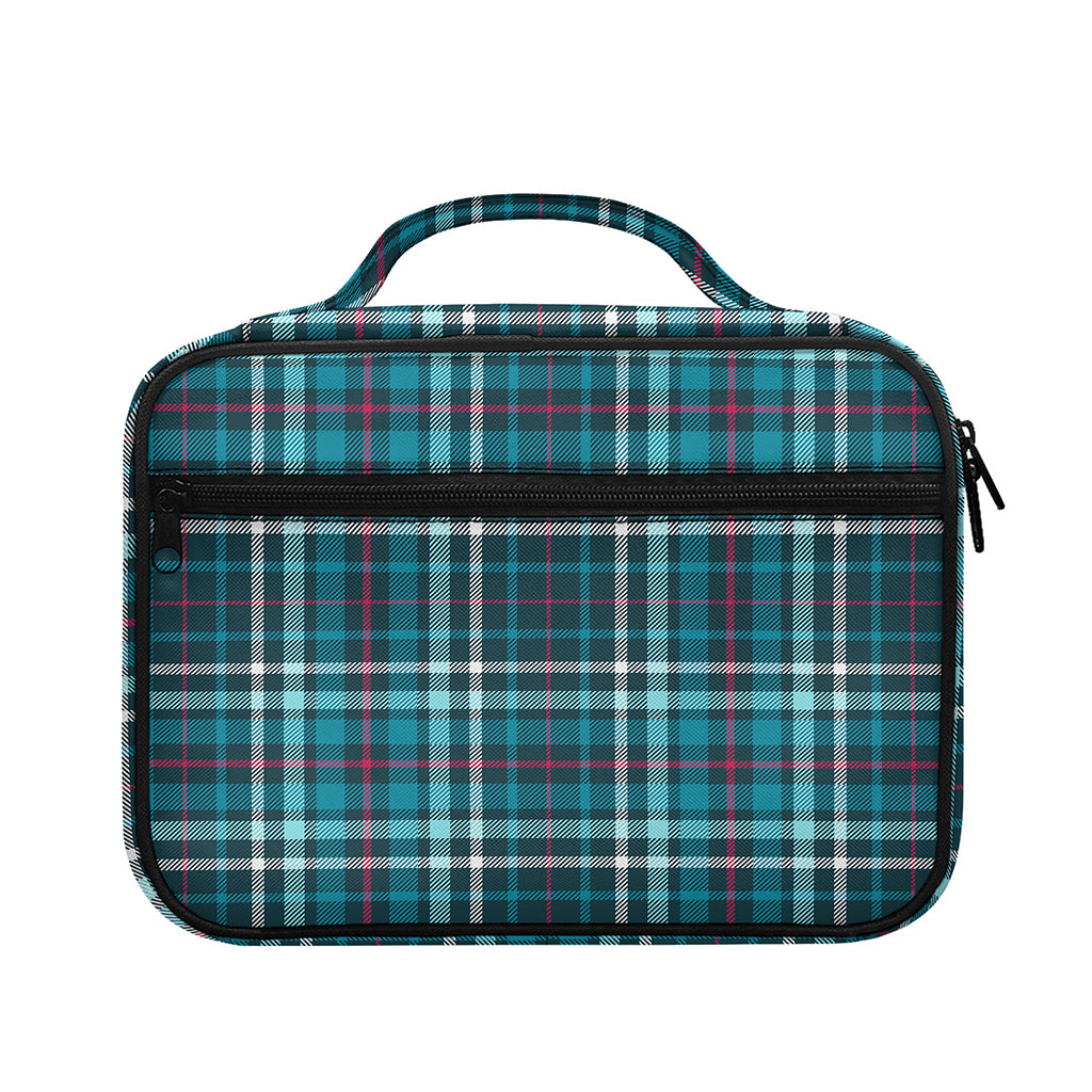 Teal Plaid Pattern Print Briefcase Bible Bag